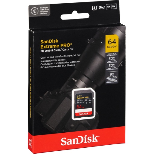 [162222] SanDisk ExtremePRO SDXC V90 64GB 300MB UHS-II  SDSDXDM-064G-GN4IN