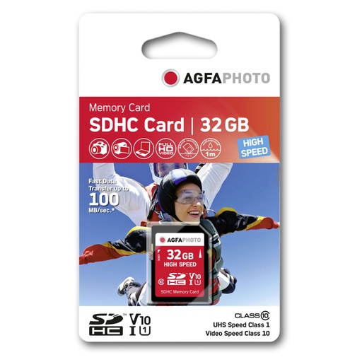 [555723] AgfaPhoto SDHC Card 32GB High Speed Class 10 UHS I U1 V10