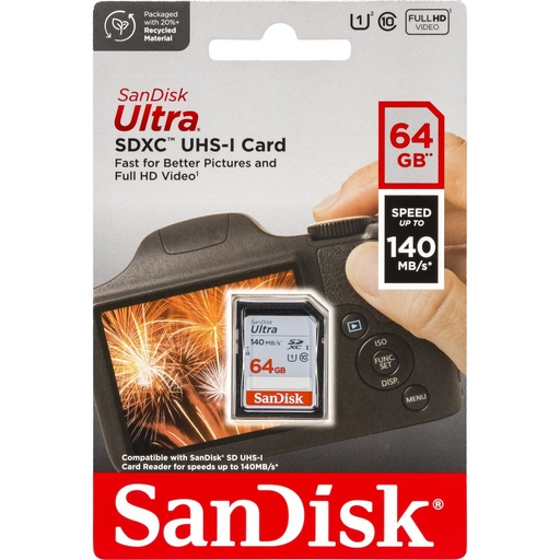 [751851] SanDisk Ultra SDXC UHS-I    64GB 140MB/s       SDSDUNB-064G-GN6IN