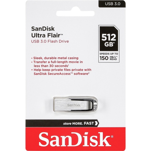 [722514] SanDisk Cruzer Ultra Flair 512GB USB 3.0 150MB/s  SDCZ73-512G-G46