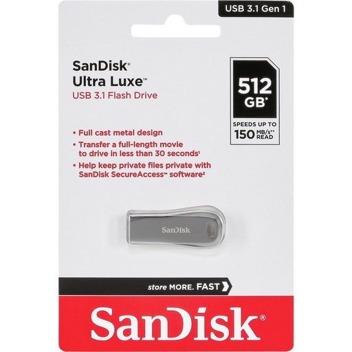[722857] SanDisk Cruzer Ultra Luxe  512GB USB 3.1 150MB/s  SDCZ74-512G-G46