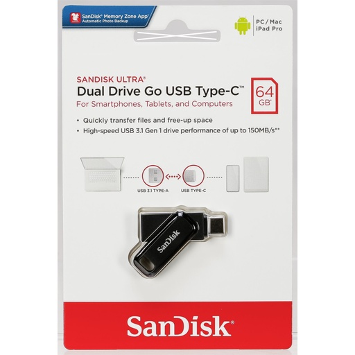 [722703] SanDisk Ultra Dual Drive Go 64GB USB Type C Flash SDDDC3-064G-G46