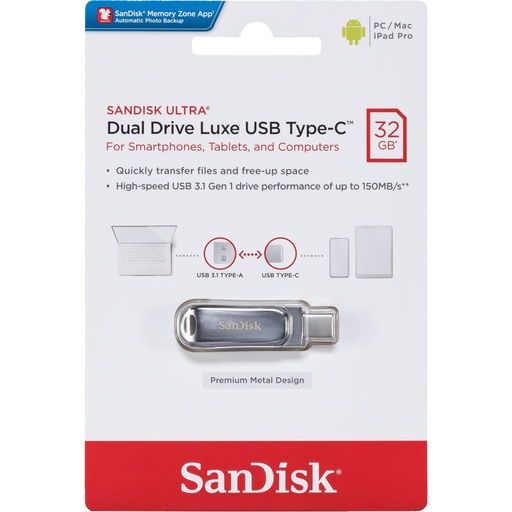 [722843] SanDisk Ultra Dual Drive Luxe 32GB USB Type-C  SDDDC4-032G-G46
