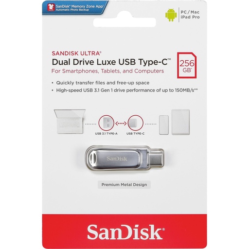 [722913] SanDisk Ultra Dual Drive Luxe 256GB USB Type-C SDDDC4-256G-G46