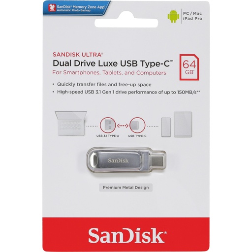 [723011] SanDisk Ultra Dual Drive Luxe 64GB USB Type-C  SDDDC4-064G-G46