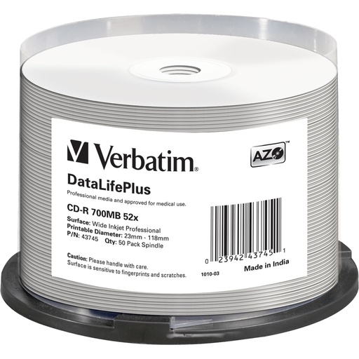 [178782] 1x50 Verbatim CD-R 80 / 700MB 52x white wide printable NON-ID