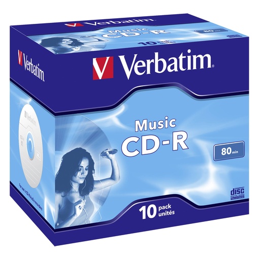 [713977] 1x10 Verbatim CD-R 80 / 700MB Audio Color  Live it  Jewel Case