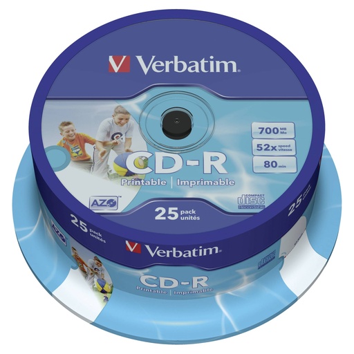 [759064] 1x25 Verbatim CD-R 80 / 700MB 52x Speed, Data Life plus print.