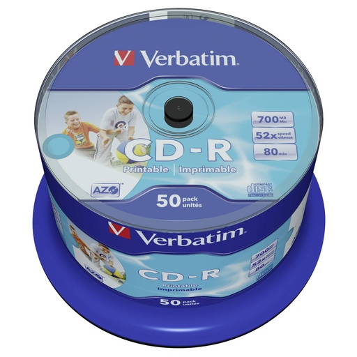 [770488] 1x50 Verbatim CD-R 80 / 700MB 52x Speed wide printable generic