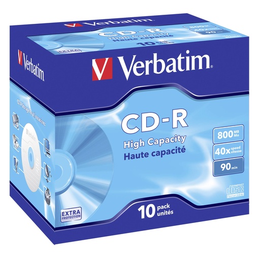 [804802] 1x10 Verbatim CD-R 90 / 800MB JC 48x Speed, ExtraProtection