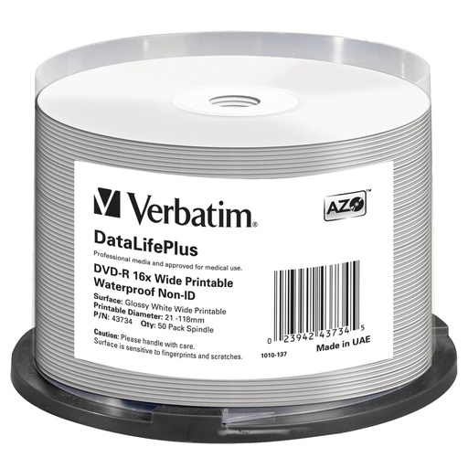[454342] 1x50 Verbatim DVD-R 4,7GB 16x Wide glossy waterproof print