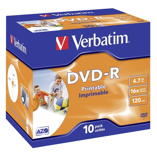 [759078] 1x10 Verbatim DVD-R 4,7GB 16x Speed, Jewel Case, printable