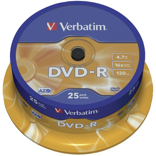 [770516] 1x25 Verbatim DVD-R 4,7GB 16x Speed, matt silver