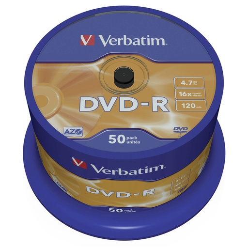 [830555] 1x50 Verbatim DVD-R 4,7GB 16x Speed, matt silver