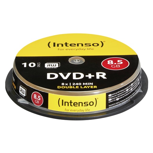 [166187] 1x10 Intenso DVD+R 8,5GB 8x Speed, Double Layer Cakebox