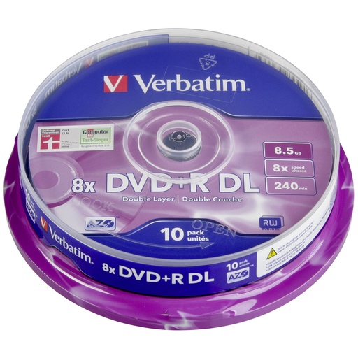 [244685] 1x10 Verbatim DVD+R Double Layer 8x Speed, 8,5GB matt silver