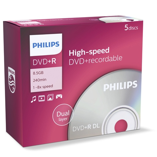 [513529] 1x5 Philips DVD+R 8,5GB DL 8x JC