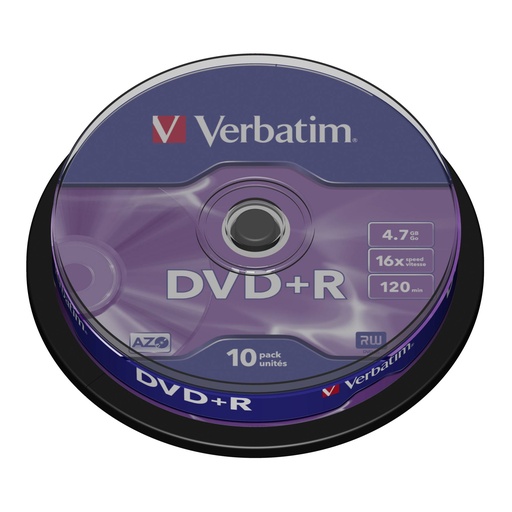 [724491] 1x10 Verbatim DVD+R 4,7GB 16x Speed, matt silver Cakebox