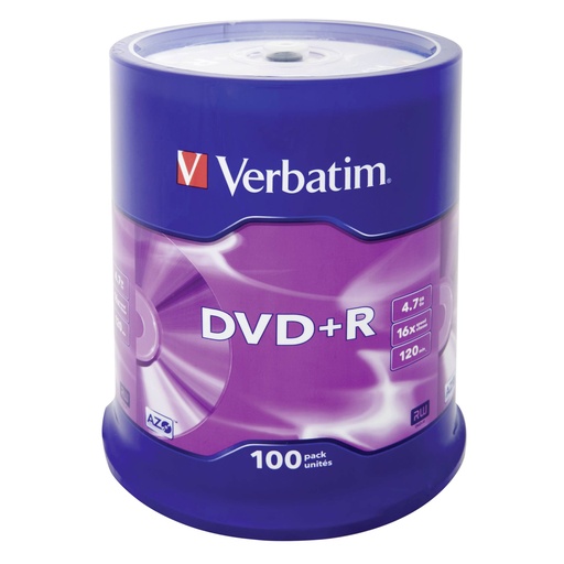 [889390] 1x100 Verbatim DVD+R 4,7GB 16x Speed, matt silver