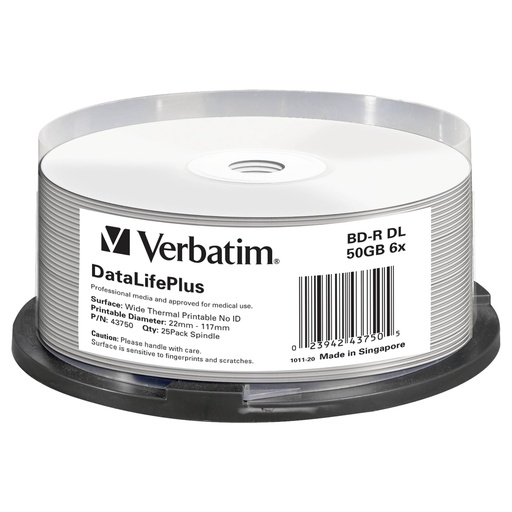 [178390] 1x25 Verbatim BD-R Blu-Ray 50GB 6x Speed thermal printable CB