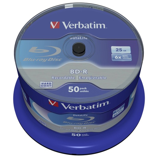 [215700] 1x50 Verbatim BD-R Blu-Ray 25GB 6x Speed Datalife No-ID Cakebox