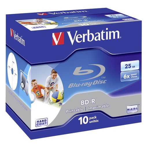 [374759] 1x10 Verbatim BD-R Blu-Ray 25GB 6x Speed, printable, Jewel Case