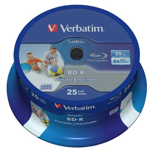 [823921] 1x25 Verbatim BD-R Blu-Ray 25GB 6x Speed DL Wide Printable CB