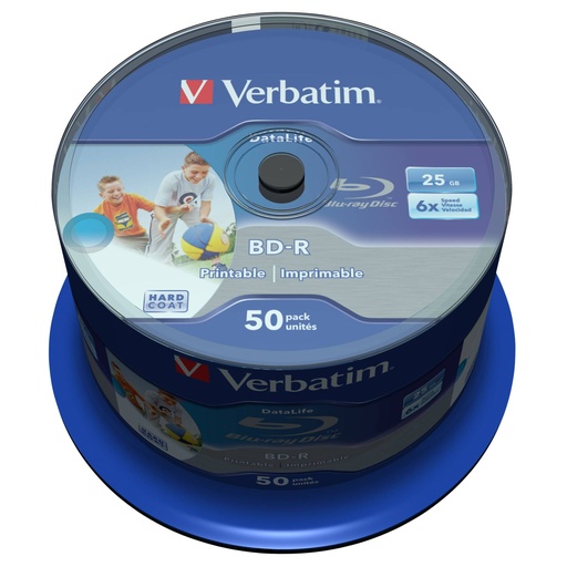 [823928] 1x50 Verbatim BD-R Blu-Ray 25GB 6x Speed DL Wide Printable CB