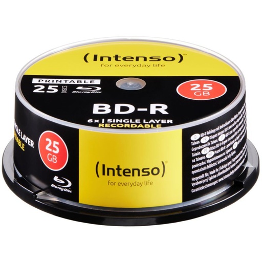 [826100] 1x25 Intenso BD-R 25GB printable 6x Speed, Cakebox