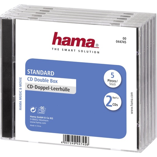 [321690] 1x5 Hama Standard CD Double Jewel Case transp/black    44745