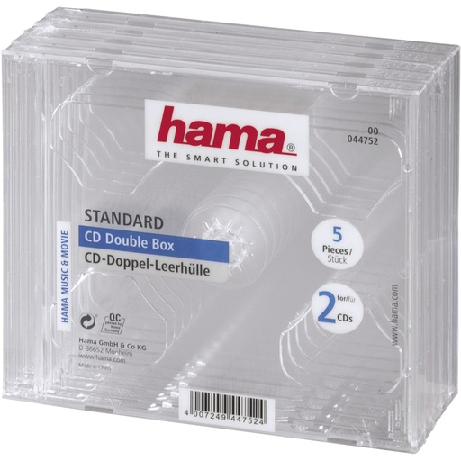 [486162] Hama CD-Double-Box     pack of 5 Transparent Jewel-Case     44752