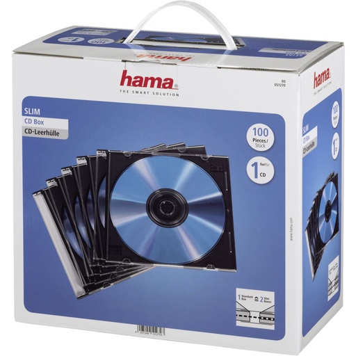 [574957] 1x100 Hama Slim CD Jewel Case black                      51270