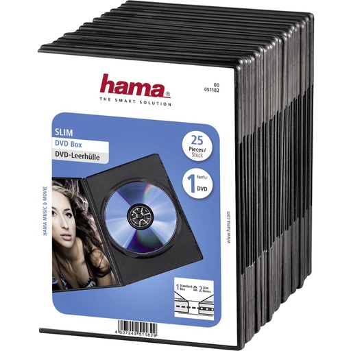 [659846] Hama Slim DVD Jewel Case pack of 25, black         51182