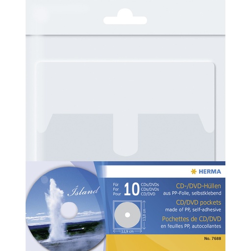 [724932] Herma CD/DVD-Cases self-adhesive f.1 CD/DVD 10 Pcs. trans.  7688