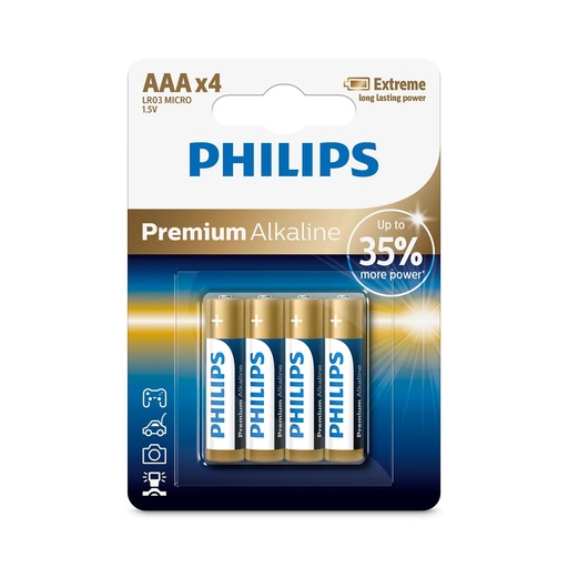[113733] 1x4 Philips Premium Alkaline AAA battery