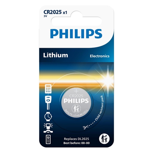 [113887] Philips Lithium 3.0V Knopfzelle CR2025