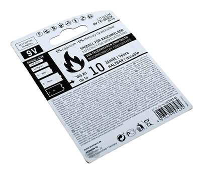 [163067] 1 Ansmann Lithium 9V-Block for Smoke Detector