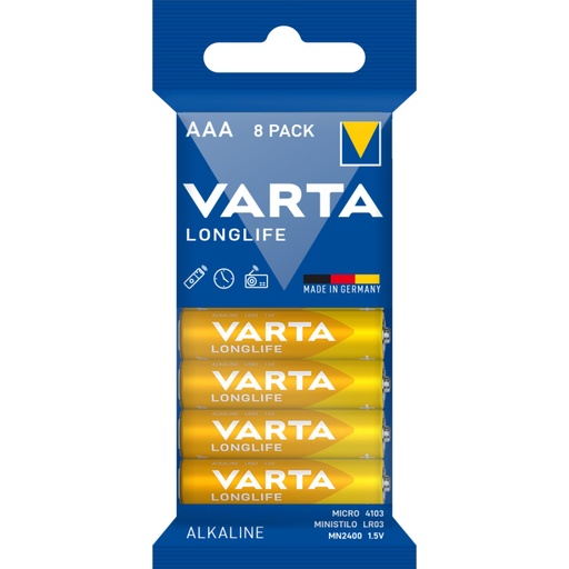 [168604] 1x8 Varta Longlife AAA LR 3 Bulk Pack
