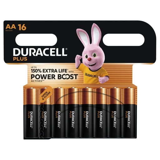 [197754] 1x16 Duracell Plus Power Boost MN1500 AA LR6 1,5V