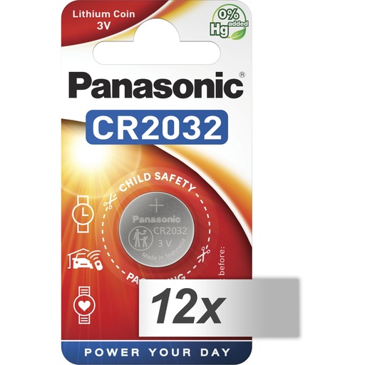 [336000] 12x1 Panasonic CR 2032 Lithium Power VPE Inner Box