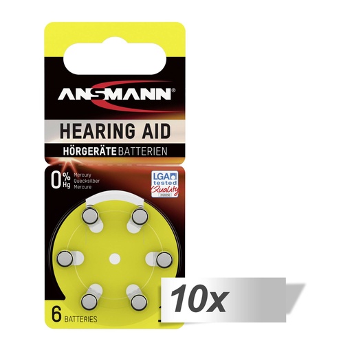 [486880] 10x6 Ansmann Zinc-Air 10 (PR70) Hearing Aid Batteries