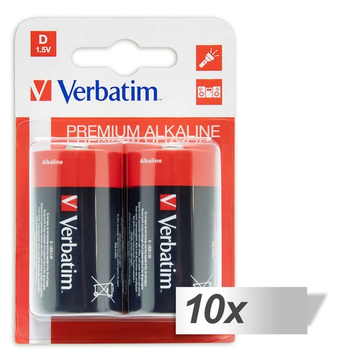 [497709] 10x2 Verbatim Alkaline battery Mono D LR 20               49923