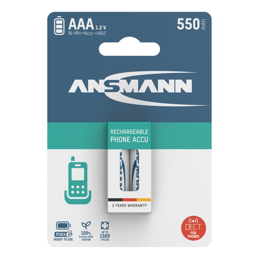 [502434] 12x2 Ansmann maxE NiMH bat. Micro AAA 550 mAh DECT PHONE