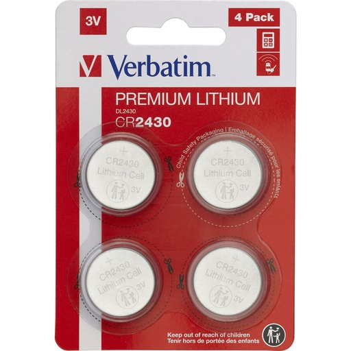 [647383] 1x4 Verbatim CR 2430 Lithium battery 49534