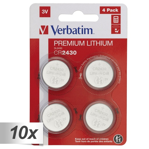 [648244] 10x4 Verbatim CR 2430 Lithium battery 49534