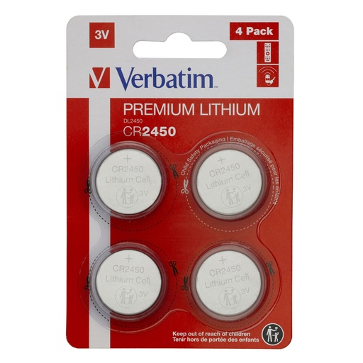 [652570] 1x4 Verbatim CR 2450 Lithium battery 49535