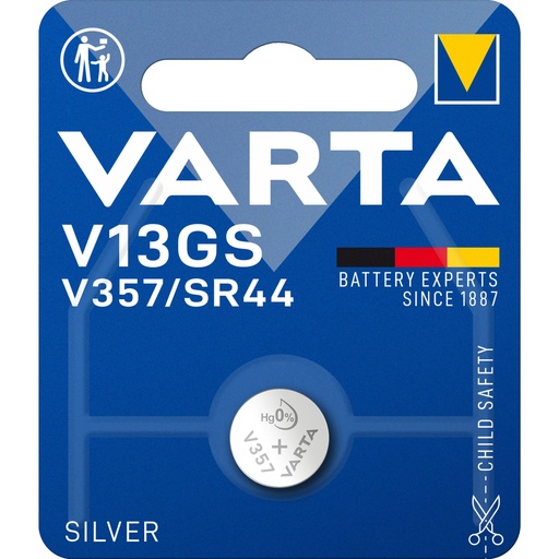 [703229] 1 Varta V13GS/V357/SR44 Silver Coin        04176 101 401