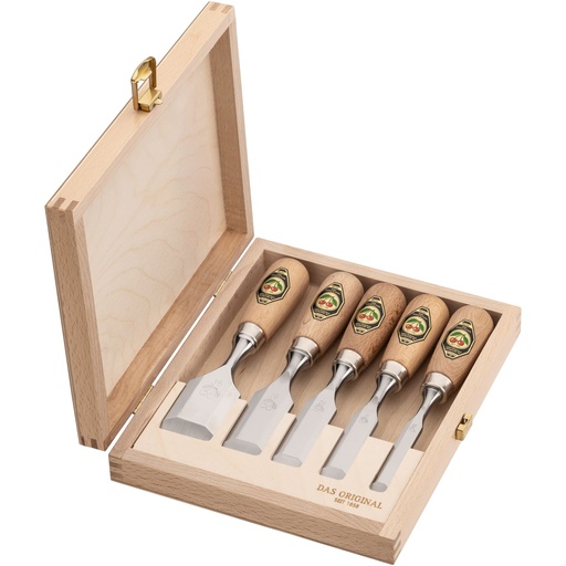 [212097] Kirschen Kurzbeitelsatz im Holzkasten, 5-tlg.