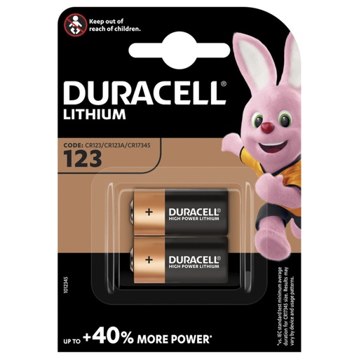 [865608] 1x2 Duracell Lithium CR123A Photo Battery 3V 1400mAh CR17345