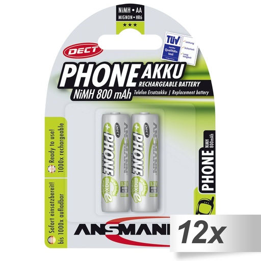 [502518] 12x2 Ansmann maxE NiMH bat. Mignon AA 800 mAh DECT Phone
